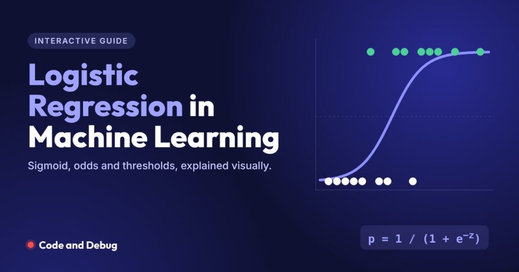 Logistic regression in machine learning: S-shaped sigmoid curve separating pass and fail data points